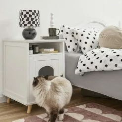 SoBuy Bedside Cabinet Nightstand With Cat House,HAT01-W -SOBUY Shop 59337971 3