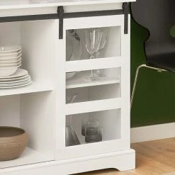 SoBuy Sideboard With Glass Sliding Door Storage Cabinet Cupboard,FSB46-W -SOBUY Shop 59941883 4