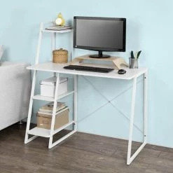 SoBuy Home White Office Wood Computer Table Desk With Drawer,FWT29-W