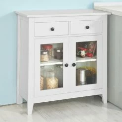 SoBuy Home Wood Storage Cabinet 2 Drawers And 2 Doors,White,FSB05-W -SOBUY Shop 6033772 4