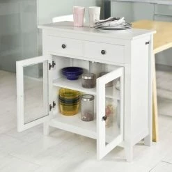 SoBuy Home Wood Storage Cabinet 2 Drawers And 2 Doors,White,FSB05-W -SOBUY Shop 6033772 5