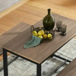 SoBuy Modern Industrial Design Dining Set - Dining Table And 2 Benches ,OGT25-N -SOBUY Shop 60743660 4