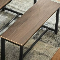 SoBuy Modern Industrial Design Dining Set - Dining Table And 2 Benches ,OGT25-N -SOBUY Shop 60743660 5