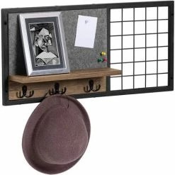 SoBuy Wall Coat Rack With Felt Board And Metal Grid,FHK20-N