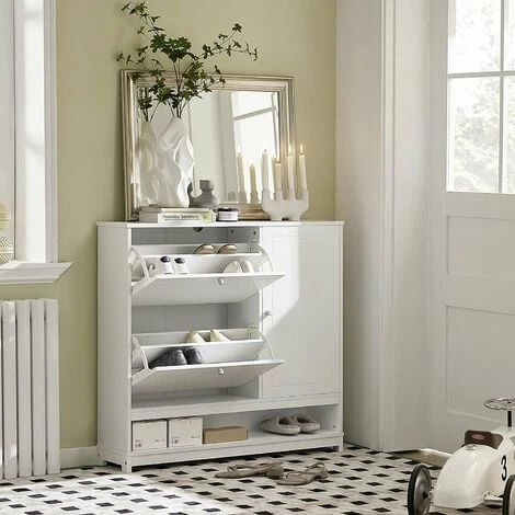 SoBuy Hallway Shoe Cabinet Shoe Storage Cupboard Organizer Unit With 2 Flip-drawers,FSR114-W 2 SoBuy Hallway Shoe Cabinet Shoe Storage Cupboard Organizer Unit With 2 Flip-drawers,FSR114-W - Image 2