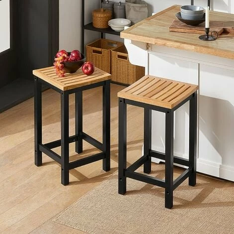 SoBuy Set Of 2 Wooden Kitchen Breakfast Bar Stool Kitchen Stool Dining Stool,FST29-SCHx2 2 SoBuy Set Of 2 Wooden Kitchen Breakfast Bar Stool Kitchen Stool Dining Stool,FST29-SCHx2 - Image 2
