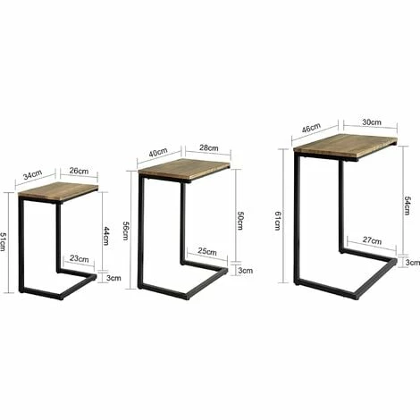 SoBuy Nesting Tables Set Of 3 Coffee Tables Side Tables End Tables,FBT102-F 3 SoBuy Nesting Tables Set Of 3 Coffee Tables Side Tables End Tables,FBT102-F - Image 3