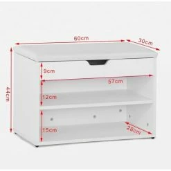 SoBuy White 2 Tiers Shoe Storage Bench With Padded Seat,FSR25-W 1 SoBuy White 2 Tiers Shoe Storage Bench With Padded Seat,FSR25-W -SOBUY Shop 6102145 2