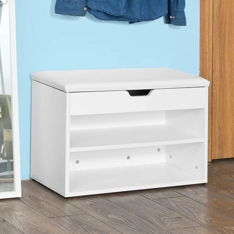 SoBuy White 2 Tiers Shoe Storage Bench with Padded Seat,FSR25-W SoBuy White 2 Tiers Shoe Storage Bench With Padded Seat,FSR25-W -SOBUY Shop 6102145 5