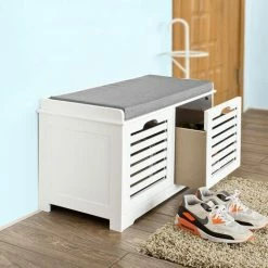 SoBuy Shoe Storage Bench With 2 Drawers & Cushion,FSR23-K-W 3 SoBuy Shoe Storage Bench With 2 Drawers & Cushion,FSR23-K-W -SOBUY Shop 6102146 4