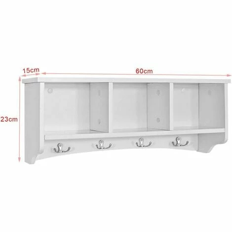 SoBuy Wall Display Storage Cubes Rack With Hanging Hooks,White, FRG48-W 2 SoBuy Wall Display Storage Cubes Rack With Hanging Hooks,White, FRG48-W - Image 2