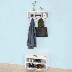 SoBuy Wall Display Storage Cubes Rack With Hanging Hooks,White, FRG48-W 7 SoBuy Wall Display Storage Cubes Rack With Hanging Hooks,White, FRG48-W -SOBUY Shop 6102155 3
