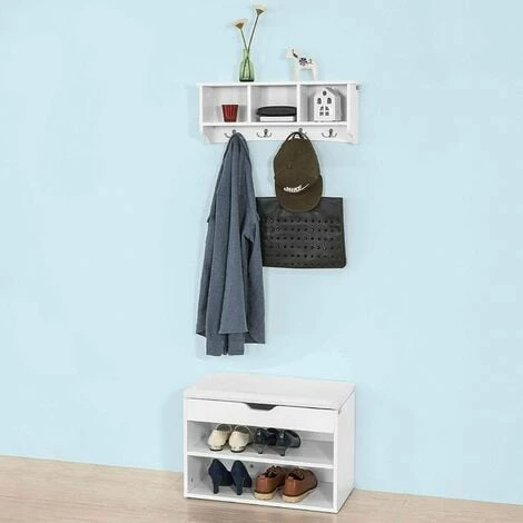 SoBuy Wall Display Storage Cubes Rack With Hanging Hooks,White, FRG48-W 3 SoBuy Wall Display Storage Cubes Rack With Hanging Hooks,White, FRG48-W - Image 3