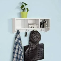 SoBuy Wall Display Storage Cubes Rack With Hanging Hooks,White, FRG48-W 9 SoBuy Wall Display Storage Cubes Rack With Hanging Hooks,White, FRG48-W -SOBUY Shop 6102155 5