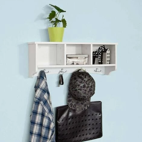 SoBuy Wall Display Storage Cubes Rack With Hanging Hooks,White, FRG48-W 5 SoBuy Wall Display Storage Cubes Rack With Hanging Hooks,White, FRG48-W - Image 5
