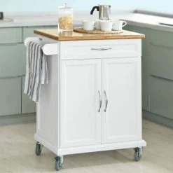 SoBuy Kitchen Storage Trolley Cart With Bamboo Top,FKW13-WN -SOBUY Shop 6102186 3