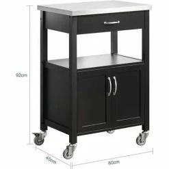 SoBuy Kitchen Serving Trolley Storage Cabinet Cupboard With Stainless Steel Top, FKW22-SCH -SOBUY Shop 6614185 4