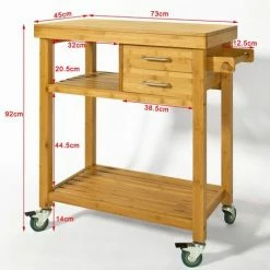 SoBuy Bamboo Kitchen Trolley With Drawers & Towel Paper Holder,FKW26-N -SOBUY Shop 6614189 3