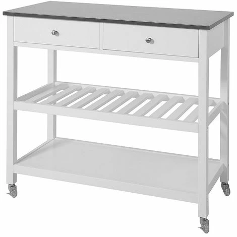 Promotion!! SoBuy Kitchen Storage Serving Trolley Cart With Stainless Steel Top,FKW47-W 1 Promotion!! SoBuy Kitchen Storage Serving Trolley Cart With Stainless Steel Top,FKW47-W