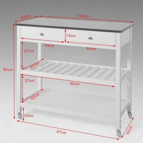 Promotion!! SoBuy Kitchen Storage Serving Trolley Cart With Stainless Steel Top,FKW47-W 2 Promotion!! SoBuy Kitchen Storage Serving Trolley Cart With Stainless Steel Top,FKW47-W - Image 2