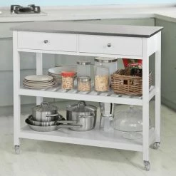 Promotion!! SoBuy Kitchen Storage Serving Trolley Cart With Stainless Steel Top,FKW47-W 7 Promotion!! SoBuy Kitchen Storage Serving Trolley Cart With Stainless Steel Top,FKW47-W -SOBUY Shop 6614192 3