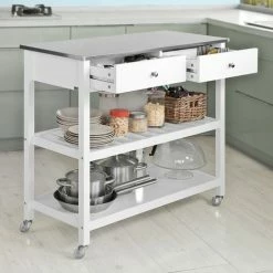 Promotion!! SoBuy Kitchen Storage Serving Trolley Cart With Stainless Steel Top,FKW47-W 8 Promotion!! SoBuy Kitchen Storage Serving Trolley Cart With Stainless Steel Top,FKW47-W -SOBUY Shop 6614192 4