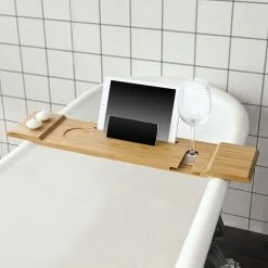 SoBuy Bathtub Rack, Bath Tub Shelf Tray With IPad Min/Mobile Phone,FRG104-N