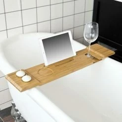 SoBuy Bathtub Rack, Bath Tub Shelf Tray With IPad Min/Mobile Phone,FRG104-N -SOBUY Shop 6614198 3