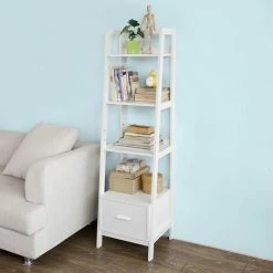SoBuy 4-Tiers Ladder Storage Bookcases And Shelving Unit With Drawer ,FRG116-K-W -SOBUY Shop 6614202 3