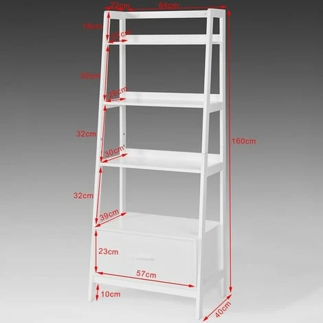 SoBuy 4-Tiers Ladder Storage Display Shelf Bookcase With Drawer And Shelves,FRG116-W 2 SoBuy 4-Tiers Ladder Storage Display Shelf Bookcase With Drawer And Shelves,FRG116-W - Image 2