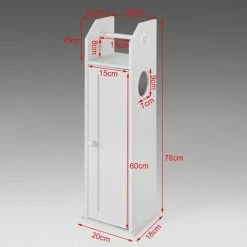 SoBuy Toilet Paper Roll Holder Freestanding Wood Bathroom Cabinet,FRG135-W -SOBUY Shop 6614208 2