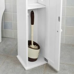 SoBuy Toilet Paper Roll Holder Freestanding Wood Bathroom Cabinet,FRG135-W -SOBUY Shop 6614208 5