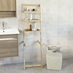 SoBuy Storage Ladder Shelf,Wall Rack With Removable Laundry Basket,FRG160-N -SOBUY Shop 6614213 3