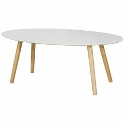 SoBuy Wood White Living Room Oval Coffee Table,FBT61-W