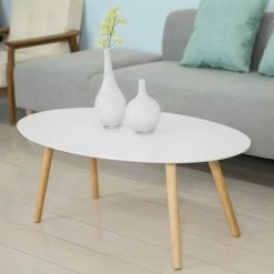SoBuy Wood White Living Room Oval Coffee Table,FBT61-W -SOBUY Shop 6614226 3