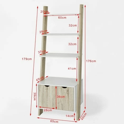 SoBuy 3-Tiers Ladder Bookcases and Shelving Unit with Storage Cabinet,FRG110-WN SoBuy 3-Tiers Ladder Bookcases And Shelving Unit With Storage Cabinet,FRG110-WN -SOBUY Shop 6614228 2
