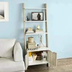SoBuy 3-Tiers Ladder Bookcases And Shelving Unit With Storage Cabinet,FRG110-WN 2 SoBuy 3-Tiers Ladder Bookcases And Shelving Unit With Storage Cabinet,FRG110-WN -SOBUY Shop 6614228 3