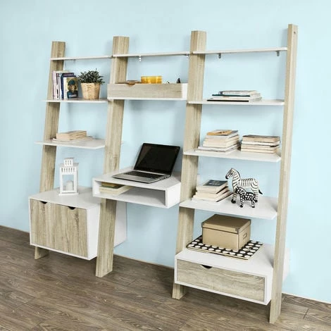 SoBuy 3-Tiers Ladder Bookcases and Shelving Unit with Storage Cabinet,FRG110-WN SoBuy 3-Tiers Ladder Bookcases And Shelving Unit With Storage Cabinet,FRG110-WN -SOBUY Shop 6614228 5