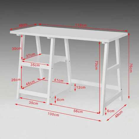 SoBuy Wood Home Office Computer Table with Shelves White, FWT16-W SoBuy Wood Home Office Computer Table With Shelves White, FWT16-W -SOBUY Shop 6614234 2