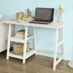 SoBuy Wood Home Office Computer Table With Shelves White, FWT16-W 2 SoBuy Wood Home Office Computer Table With Shelves White, FWT16-W -SOBUY Shop 6614234 3