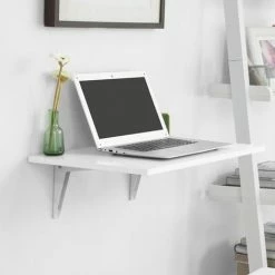 SoBuy Wood Wall-mounted Folding Reading Desk White,FWT21-W