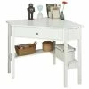 SoBuy White Wood Triangle Computer Corner Table With Drawer, FWT31-W