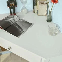 SoBuy White Wood Triangle Computer Corner Table With Drawer, FWT31-W -SOBUY Shop 6614237 3