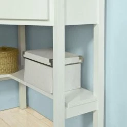 SoBuy White Wood Triangle Computer Corner Table With Drawer, FWT31-W -SOBUY Shop 6614237 4