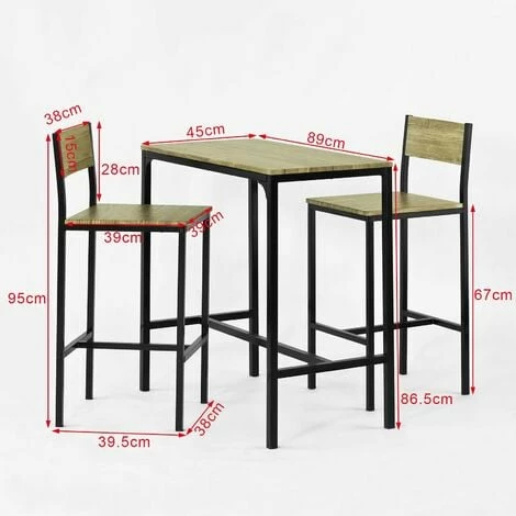 SoBuy Bar Table and 2 Stools Restaurant Kitchen Furniture Dining Set, OGT03 SoBuy Bar Table And 2 Stools Restaurant Kitchen Furniture Dining Set, OGT03 -SOBUY Shop 6614261 2