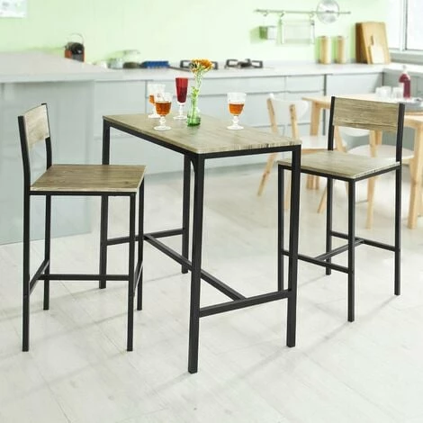 SoBuy Bar Table and 2 Stools Restaurant Kitchen Furniture Dining Set, OGT03 SoBuy Bar Table And 2 Stools Restaurant Kitchen Furniture Dining Set, OGT03 -SOBUY Shop 6614261 5