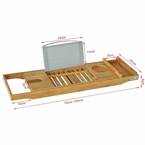 SoBuy Extendable Bathtub Bridge Tray Rack With IPad Phone Wine Holder,, FRG207-N 2 SoBuy Extendable Bathtub Bridge Tray Rack With IPad Phone Wine Holder,, FRG207-N - Image 2