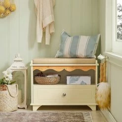 Alternative view of SoBuy Hallway Storage Bench Shoe Bench Shoe Rack Shoe Cabinet With Drawer And Seat Cushion Cream,FSR123-MI
