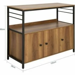 SoBuy Sideboard Microwave Cabinet Kitchen Dining Room Living Room Sideboard Storage Cabinet Cupboard With 3 Doors,FSB63-PF -SOBUY Shop 67396873 4