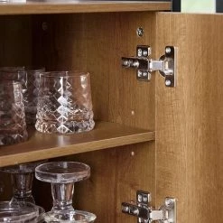 SoBuy Sideboard Microwave Cabinet Kitchen Dining Room Living Room Sideboard Storage Cabinet Cupboard With 3 Doors,FSB63-PF -SOBUY Shop 67396873 5